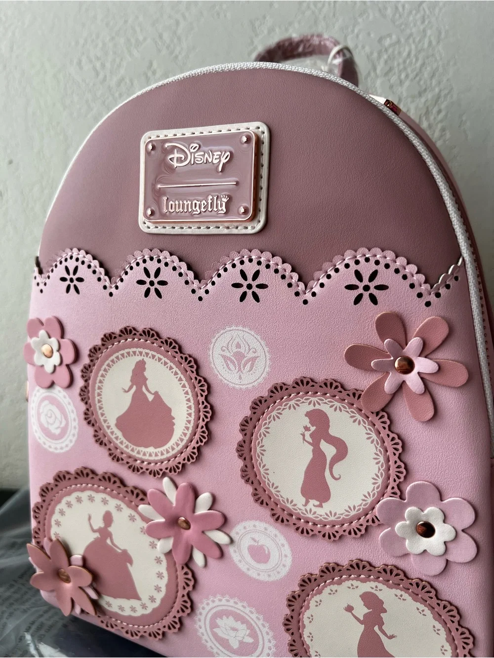 NWT Loungefly Disney Princess Silhouettes Floral Lace Mini Backpack + Wallet Set